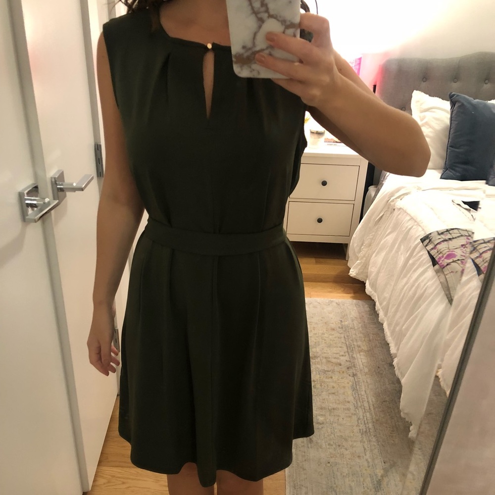 H&M Olive Green Shift Dress with Keyhole